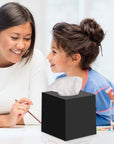 Black Tissue Box Cover Square Plastic Facial Tissue Box Holder