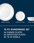Corelle Vitrelle 18-Piece Service for 6 Dinnerware Set