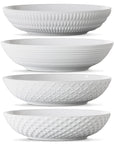 Set of 4 White 34oz Porcelain Dinner Bowls