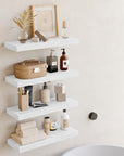 Fixwal 15.8in Floating Shelves,Wood Finish Wall Shelves Set of 4 Wall Decor