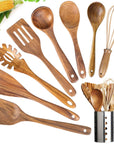 Kitchen Utensils Wooden Spoon Set with Holder