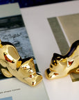 Dawbun 2 Pieces Gold Small Animal Statue