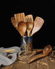 Kitchen Utensils Wooden Spoon Set with Holder