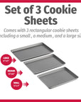 Goodcook Nonstick Steel 3-Piece Cookie Sheet Set
