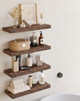 Fixwal 15.8in Floating Shelves,Wood Finish Wall Shelves Set of 4 Wall Decor