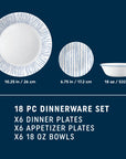Corelle Vitrelle 18-Piece Service for 6 Dinnerware Set