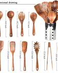 Kitchen Utensils Wooden Spoon Set with Holder