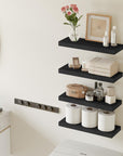 Fixwal 15.8in Floating Shelves,Wood Finish Wall Shelves Set of 4 Wall Decor