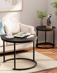 aboxoo Round Nesting Coffee Table Side Table Set of 2