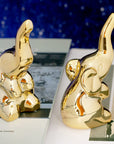 Dawbun 2 Pieces Gold Small Animal Statue