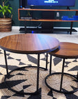 aboxoo Round Nesting Coffee Table Side Table Set of 2