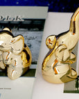 Dawbun 2 Pieces Gold Small Animal Statue