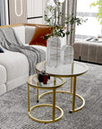 aboxoo Round Nesting Coffee Table Side Table Set of 2