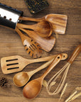 Kitchen Utensils Wooden Spoon Set with Holder