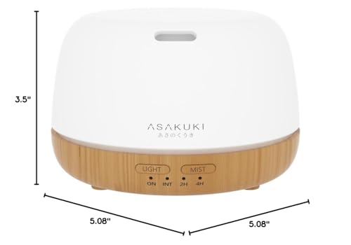 ASAKUKI Essential Oil Diffuser 500ml, Ultrasonic Aromatherapy Humidifier with Remote Control, 7 LED Colors, Timer &amp; Auto-Off, Large Room Diffuser