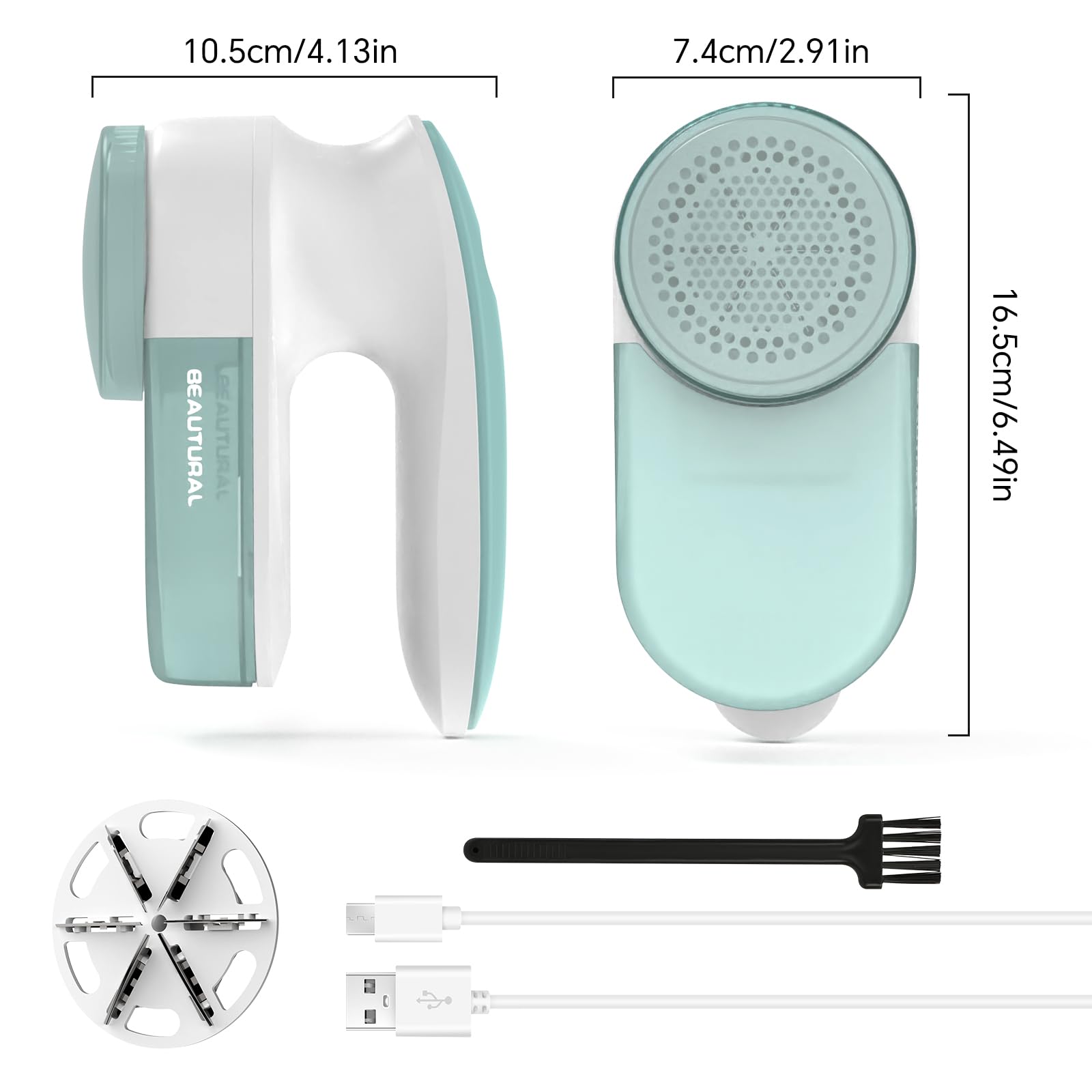 BEAUTURAL Fabric Shaver and Lint Remover, Sweater Defuzzer with 2-Speeds, 2 Replaceable Stainless Steel Blades, Battery Operated, Remove Clothes Fuzz, Lint Balls, Pills, Bobbles Gray