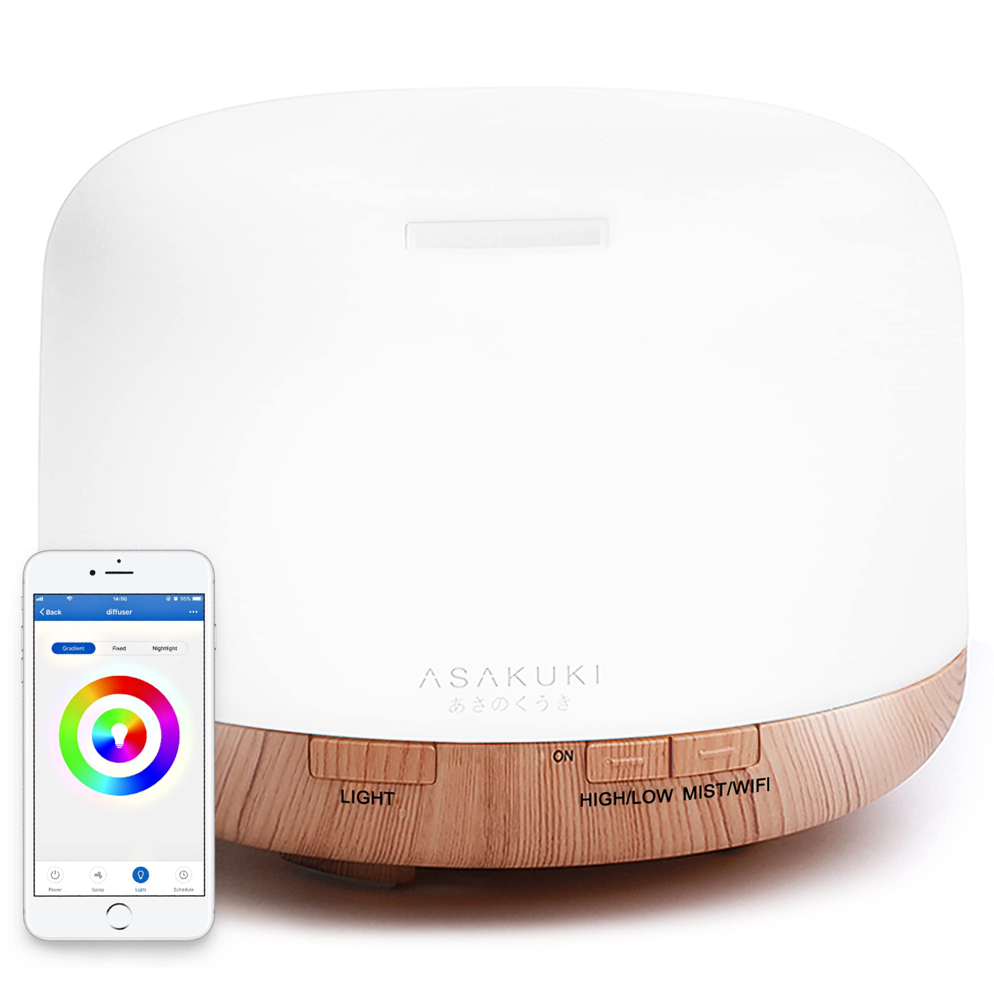ASAKUKI Essential Oil Diffuser 500ml, Ultrasonic Aromatherapy Humidifier with Remote Control, 7 LED Colors, Timer &amp; Auto-Off, Large Room Diffuser