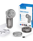 BEAUTURAL Fabric Shaver and Lint Remover, Sweater Defuzzer with 2-Speeds, 2 Replaceable Stainless Steel Blades, Battery Operated, Remove Clothes Fuzz, Lint Balls, Pills, Bobbles Gray
