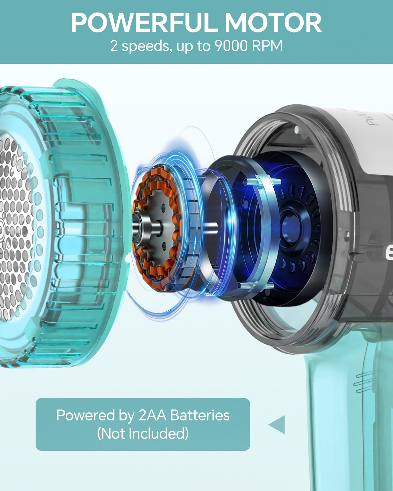 BEAUTURAL Fabric Shaver and Lint Remover, Sweater Defuzzer with 2-Speeds, 2 Replaceable Stainless Steel Blades, Battery Operated, Remove Clothes Fuzz, Lint Balls, Pills, Bobbles Gray