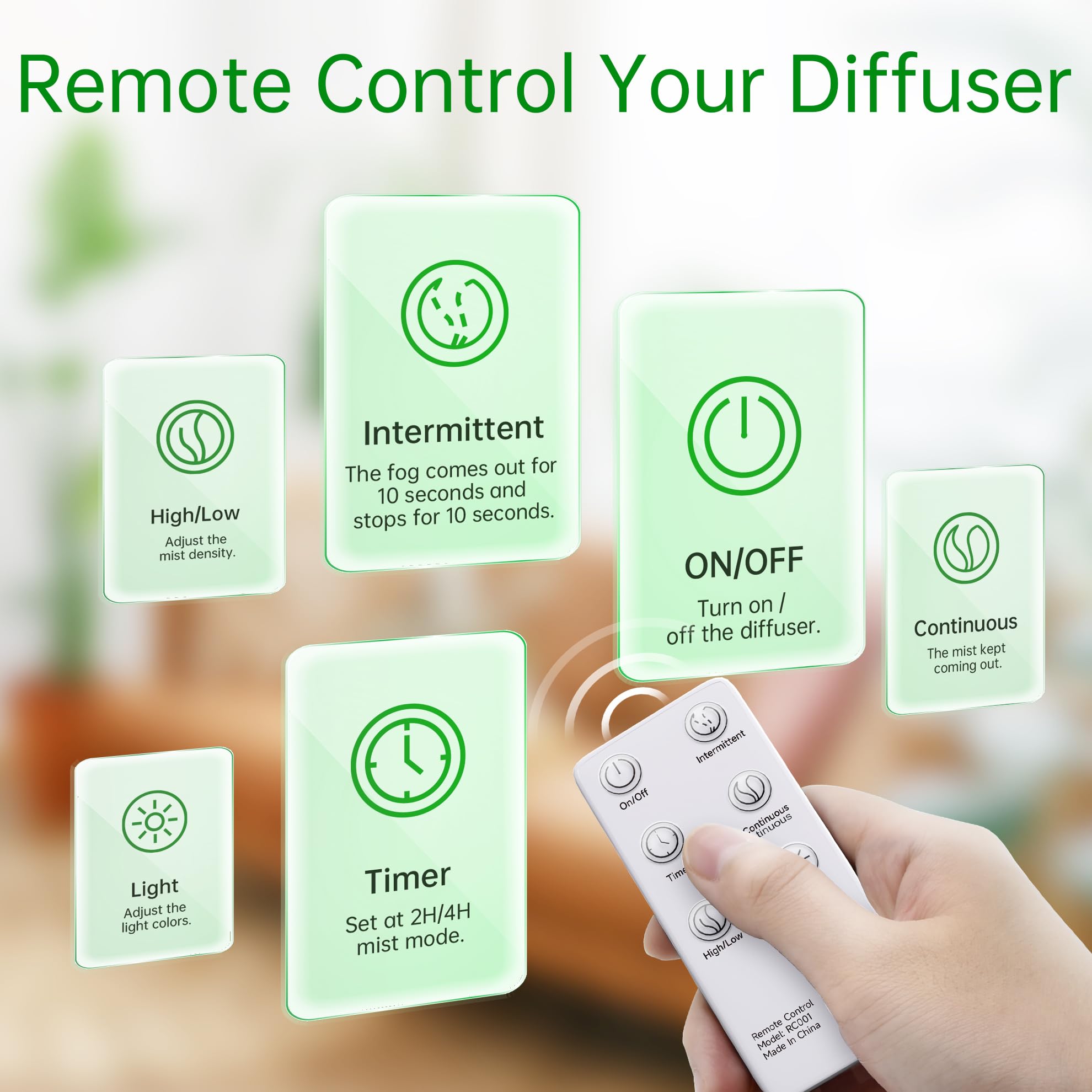 ASAKUKI Essential Oil Diffuser 500ml, Ultrasonic Aromatherapy Humidifier with Remote Control, 7 LED Colors, Timer &amp; Auto-Off, Large Room Diffuser