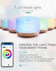 ASAKUKI Essential Oil Diffuser 500ml, Ultrasonic Aromatherapy Humidifier with Remote Control, 7 LED Colors, Timer & Auto-Off, Large Room Diffuser
